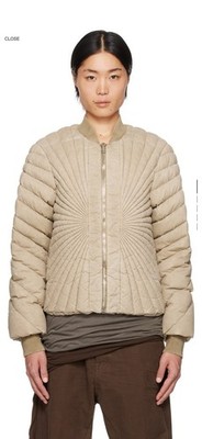 Moncler x Rick Owens Taupe Dirt Radiance Down Jacket Quilted Goose Down Size 2