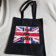 Stop The Boats/ Union Jack  Tote Bag . Handmade.  political 
