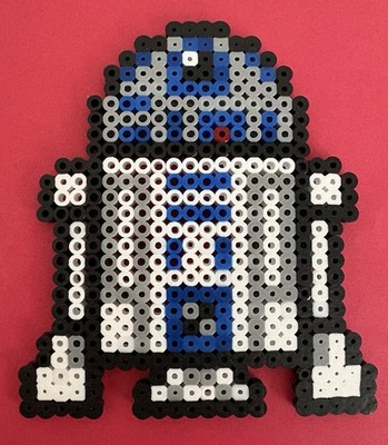 Star Wars R2D2 R2-D2 Scifi Inspired Perler Bead Pixel Art Handmade 4.75''x4.25''