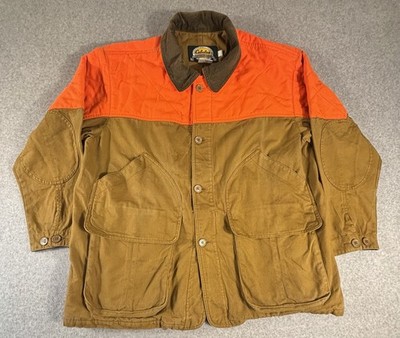 Cabelas Upland Hunting Jacket Large Blaze Orange Brown Bird Hunting Coat