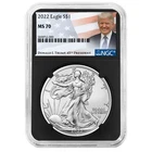 2022 $1 1-oz American Silver Eagle NGC MS70 Trump Label Retro Core
