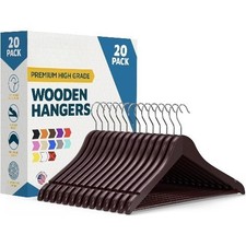 Wooden Clothes Hangers   With 360 Degree Swivel Hook and Non-Slip