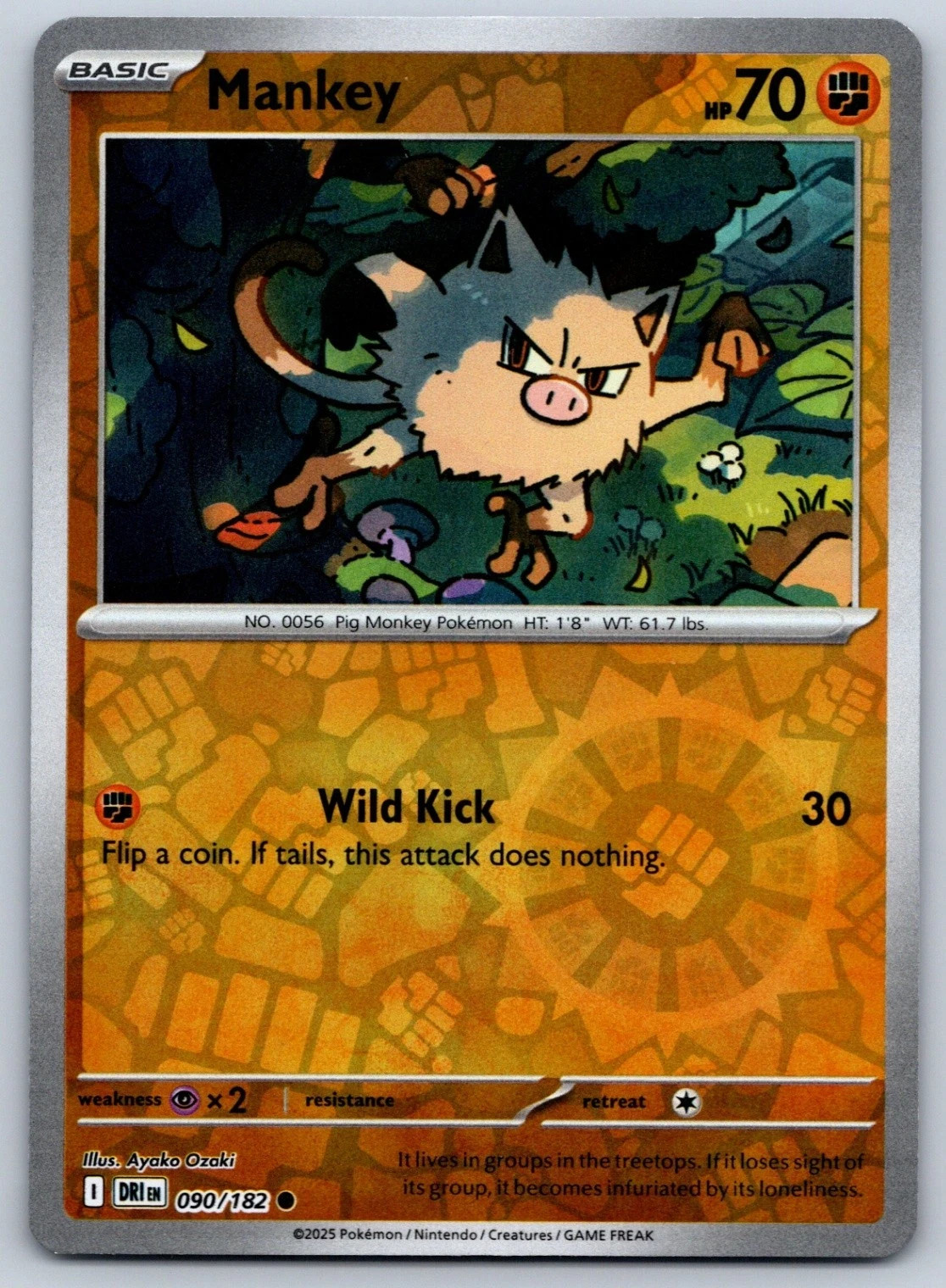 Mankey - 090/182 - Reverse Holo - Destined Rivals - Pokemon TCG - LP