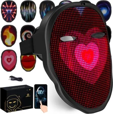 MEGOO Led Mask with Bluetooth Programmable App,Shining Led Light up Face Mask fo