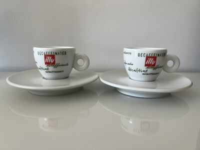 Rare - Two Illy Decaffeinated Decaf Espresso Cups Saucers - IPA - EUC - Italy