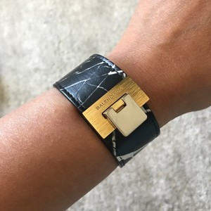 Authentic Balenciaga Le Dix Black Marble Leather Bracelet With Two Image Is Loading Authentic Balenciaga Le Dix Black Marble Leather Bracelet