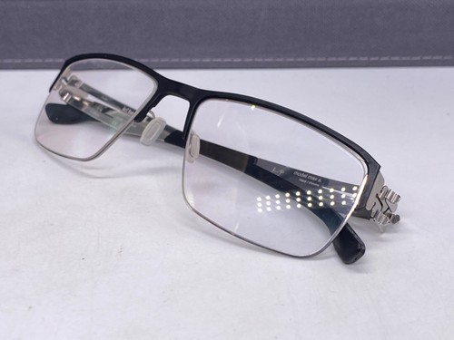 Ic Berlin Eyeglasses Frames Men Black Silver Square Chrome Max S. NP:399€ - Picture 12 of 13