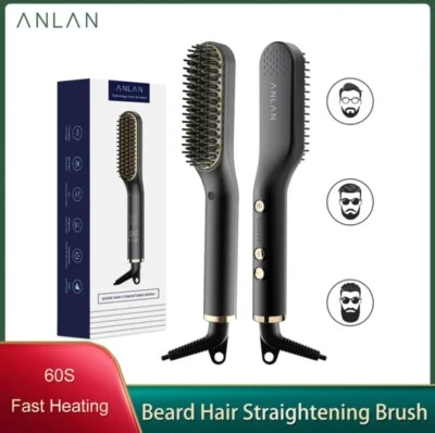 ANLAN Beard Hair Straightening Brush Hot Heated Comb Men Beard Multifunctional S