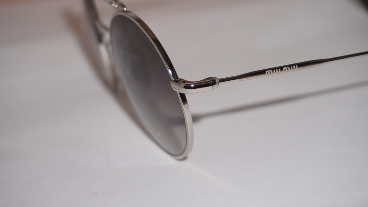 NWT Miu Miu MU52VS Silver Round Sunglasses 50mm Miu Miu MU 52YS 1BC20R Silver Sunglasses for Woman  main image 2