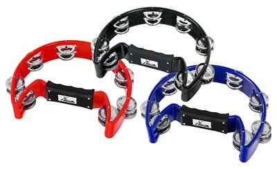 Tolles 3er Set Hand Tambourin mit Griff aus Weichplastik, Kunstoffrahmen Neu
