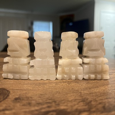   Fast Shipping! Set of 15 Marble Quartz Stone Aztec Pawn 2'' White Chess Pieces