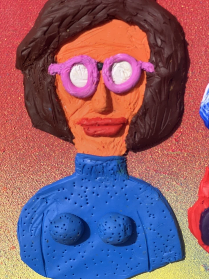 Melissa Bollen original negro Labradoodle arcilla esculpiosa sobre lienzo original Foto 2 de 4