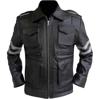 Resident Evil 6 RE 6 Leon Kennedy s Gaming Cosplay Black Leather Jacket