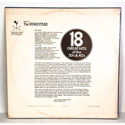 The Homestead 18 Great Hits Vinyl Record LP Big Band Swing Nostalgic 30s 40s - Picture 2 of 7