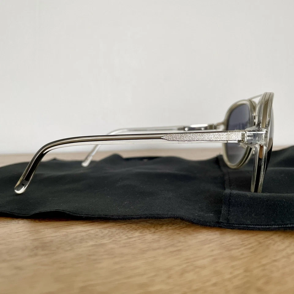 NEW Linda Farrow x Phillip Lim aviator sunglasses clear/silver frame blue lens - Image 4 of 4