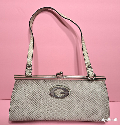 Vintage Guess Faux Snakeskin print Ladies Small Handbag Kiss Clasp