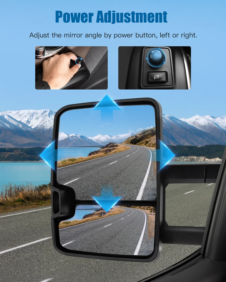 ✅ Par de espejos retrovisores negros para remolque eléctrico negro para Chevy GMC C/K señales C 88-98 Foto 4 de 4