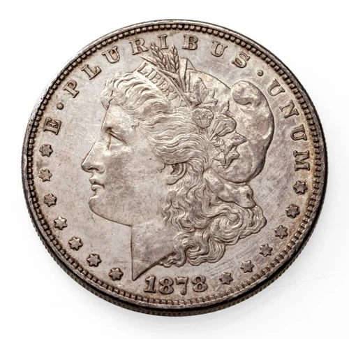 1878 8TF $1 Silver Morgan Dollar in AU Condition, Strong Luster, Mostly White