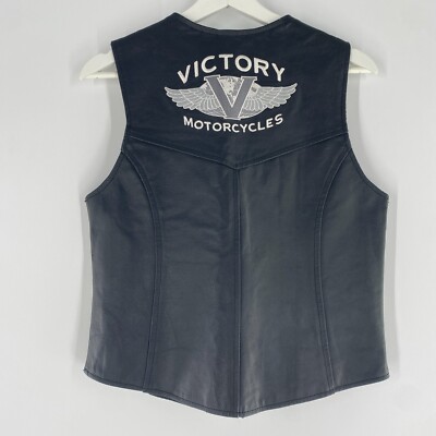 Victory Motorcycles Leather Motorcycle Vest Lined Patch Women's Sz M