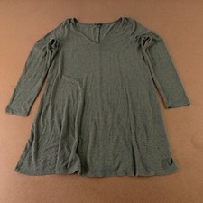 Express Women's Size Large Green Knit Long Sleeve V Neck Pullover A Line Dress