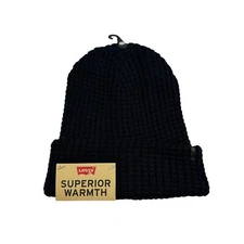Levi's Mens Reversible Waffle Knit Beanie Navy Blue OS