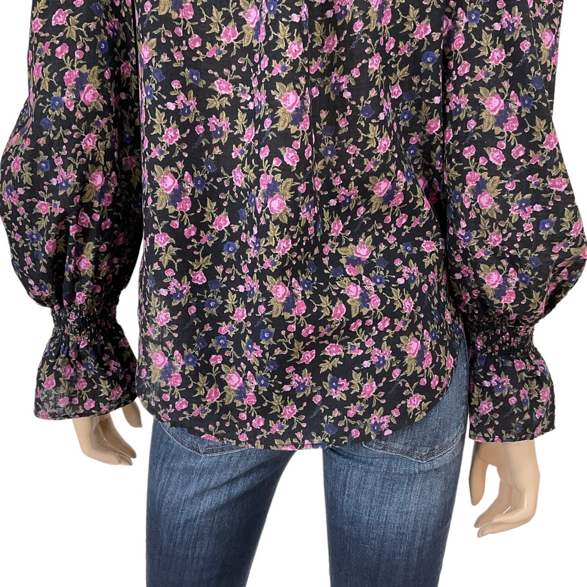 Free People Black Pink Floral Long Sleeve Button Down Top Free People Black Pink Floral Long Sleeve Button Down Top