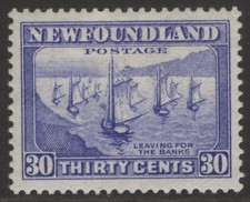 NEWFOUNDLAND 198 1932 FIRST RESOURCES 30c ULTRAMARINE FISHING FLEET MPH CV$50