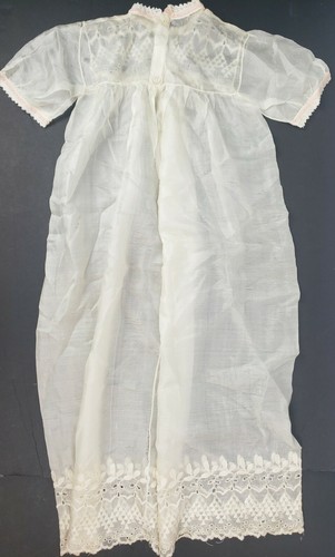 Victorian ANTIQUE Infant Christening Gown Dress/Slip Embroidered Lace As Is - Picture 6 of 12