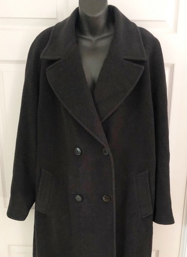 Cinzia Rocca Womens Double Breasted Black Wool Long Coat Made In Italy 14 - Picture 2 of 10