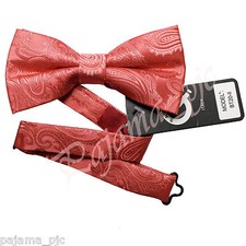 CORAL 100 MicroFiber Paisley Pre-tied Bow tie Wedding Formal Party Prom Wedding