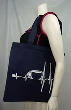 Coffee Tote Bag Size L Reusable Cloth Shopping Beach Grocery 15.5"X15" Blue