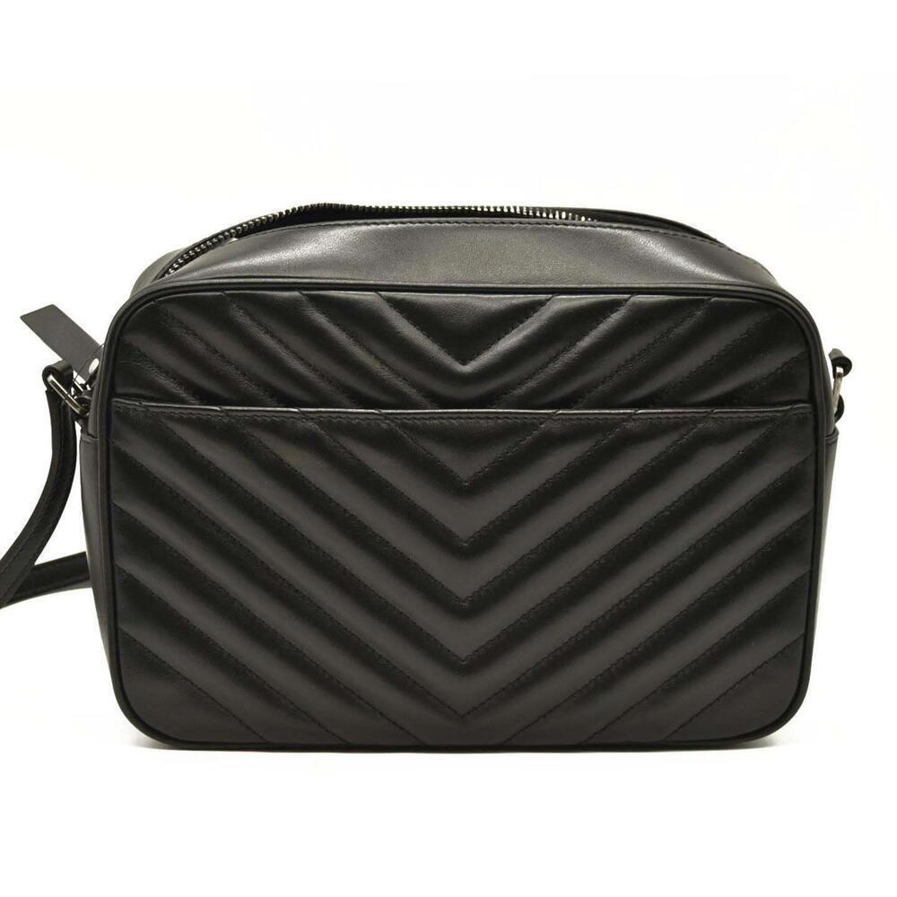 Borsa per fotocamera Saint Laurent pelle di vitello materasso monogramma Lou nera