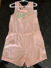 New Nike Little Kids' Girls Romper Pink Bloom Size 6x Swoosh Elastic Waist