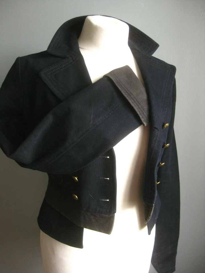 RALPH LAUREN военного группы куртка 8 6 маленький латунный кнопка офицер винтажный джинсовой ткани - Изображение 4 из 4