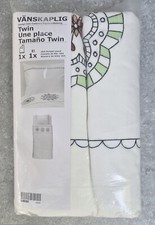 NEW Ikea Une Place 100 Cotton Embroidered Floral Twin Duvet Sham Set FREEUSHIP