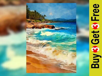 Sonnenstrand Küste Druck 5''x7'' auf mattem Papier | Aqua Küste Landschaft Kunst