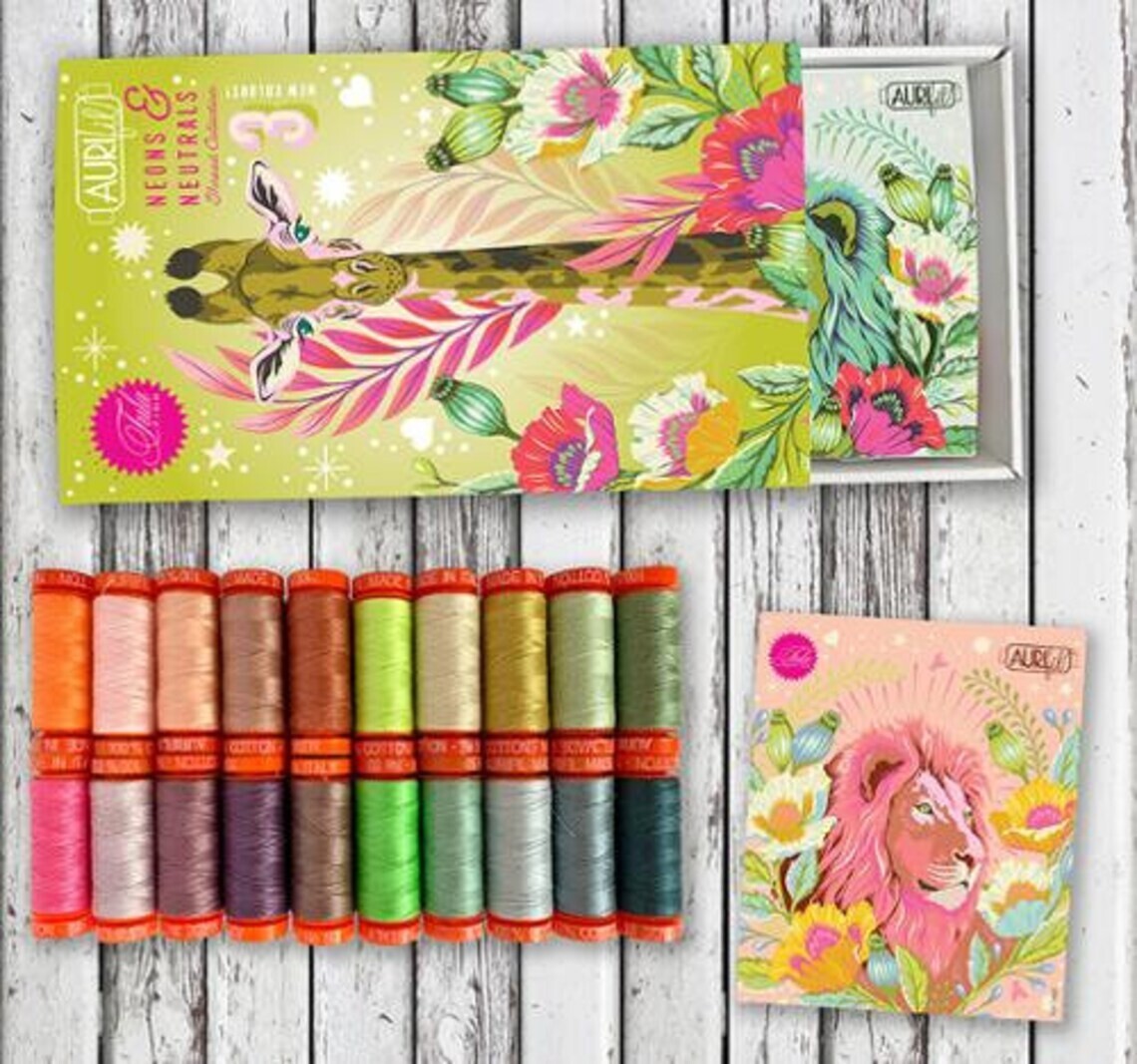 Aurifil NEONS & NEUTRALS Tula Pink Set 20 Sm Thread Spools 50 wt