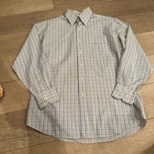 TOMMY BAHAMA MENS YELLOW BLUE PLAID LONG SLEEVE BUTTON UP SHIRT 15 1/2 32-33