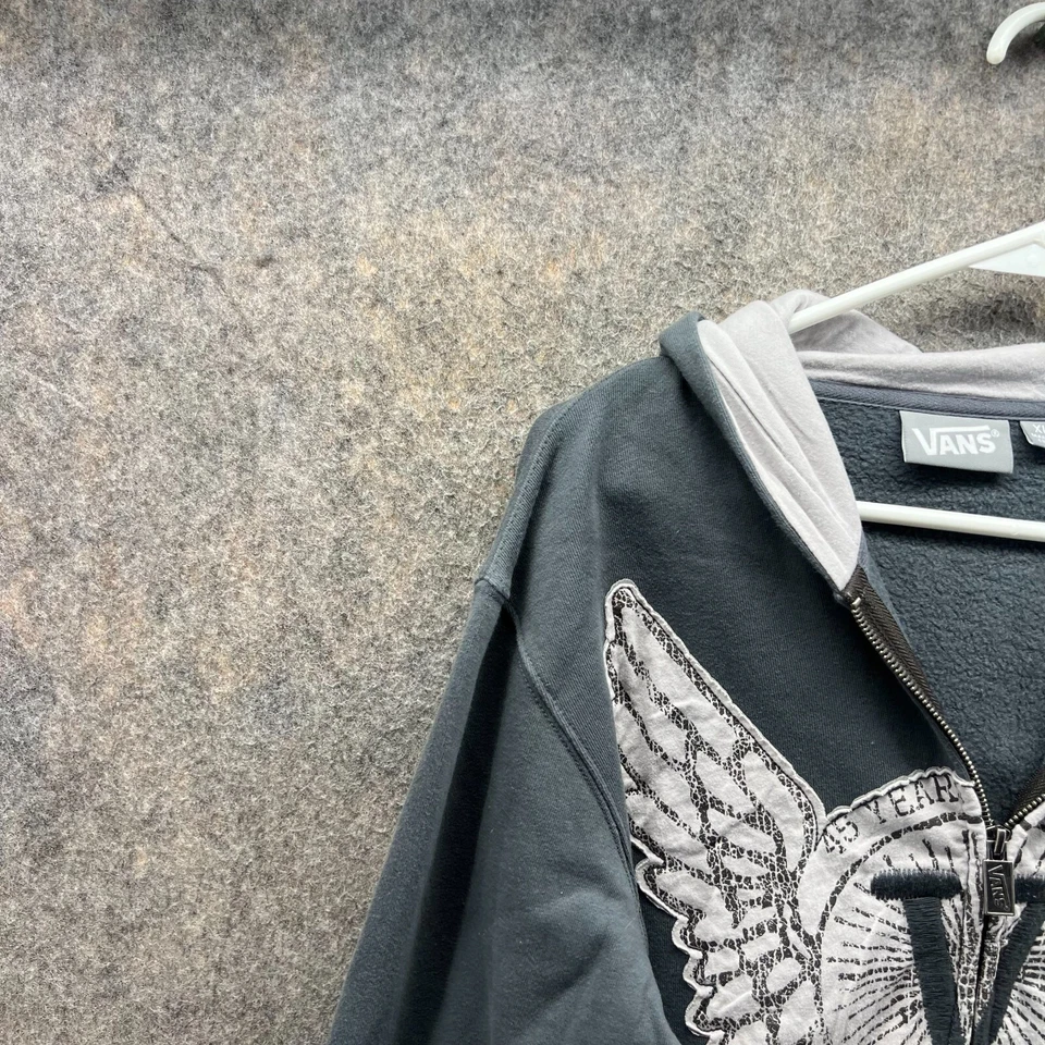 Vans Suéter Mujer Extra Grandes Alas Gris Cremallera Completa Sudadera con Capucha Polar Algodón XL Foto 3 de 4