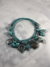 Womens Beaded Faux Turquoise Choker/Wrap Necklace