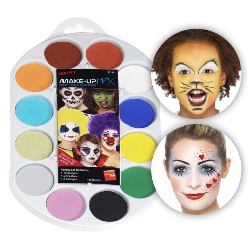 Kinder Erwachsene Karneval Make-Up Gesichtsfarben Satz 12 Farben 4 Pinsel 2 - Bild 1 von 8