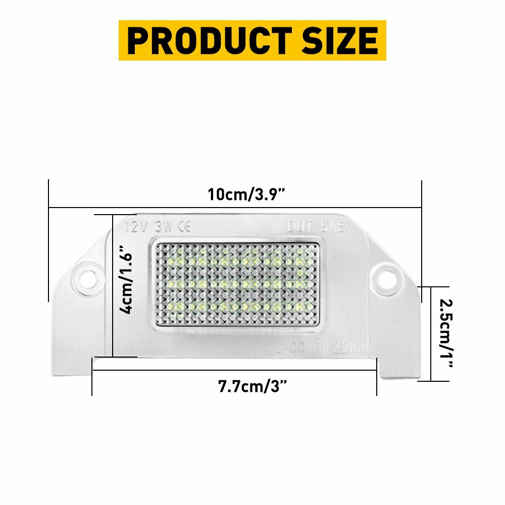 OXILAM White LED License Plate Light For 2006-2014 Dodge Charger - Waterproof 6000K