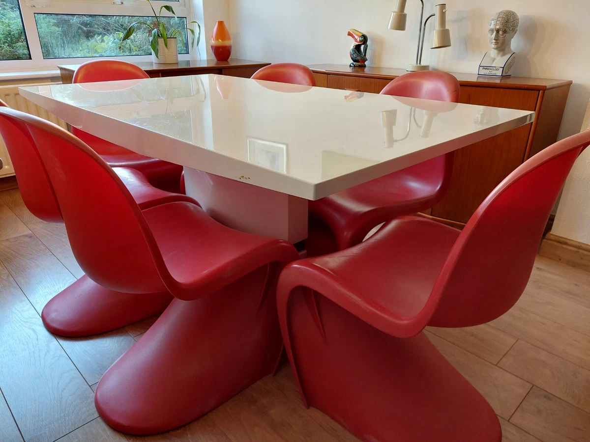 Six Retro 1970 s Red Space Age Dining Chairs eBay