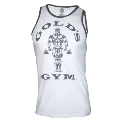 Camiseta sin mangas Golds Gym Muscle Joe Contrast Athlete blanca culturismo talla S-XXL