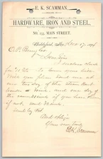 1894  Biddeford  Maine  E. K. Scamman  Hardware  Receipt  9" x 6"