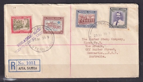 WESTERN SAMOA  1939 FDC REGISTERED TO AUSTRALIA WITH PHILATELIC MAIL STAMP #C995