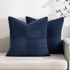Pack of 2 Corduroy Decorative Throw Pillow 18" x 18" Pack of 2 Corduroy-blue