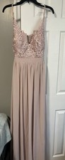Fashion Nova Mesh Maxi Dress Embroidered Floral Sleeveless Blush Pink S