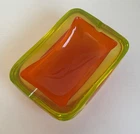 Mid-Century Modern Murano Sommerso Yellow/Orange Art Glass Ashtray, Flavio Poli