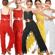 Girls Ballroom Hip Hop Outfits Tango Dancewear Jazz Sleeveless Carnival Stage